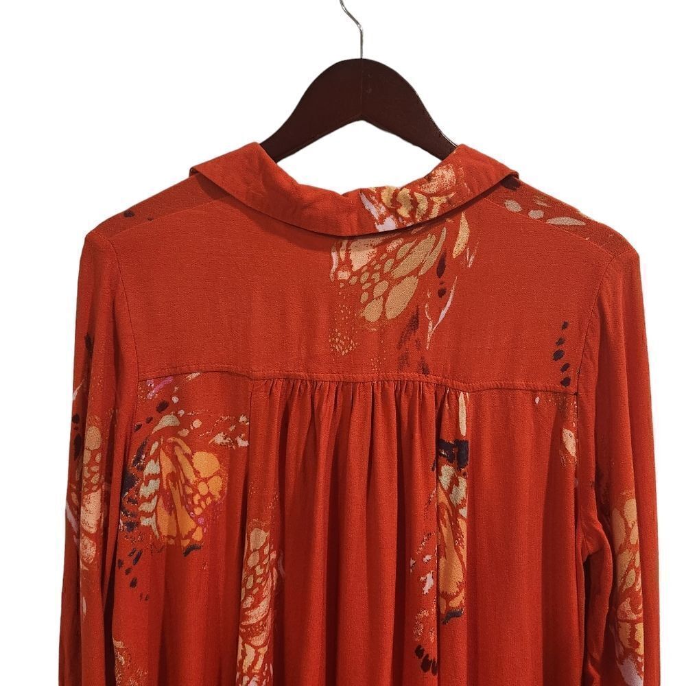 Free People Field Of Butterflies Tunic Top Floral Orange Medium - Picture 7 of 9
